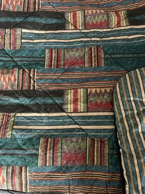 Reversible Comforter/Quilt SOUTHWESTERN multicolor/Striped Teal & Multicolor